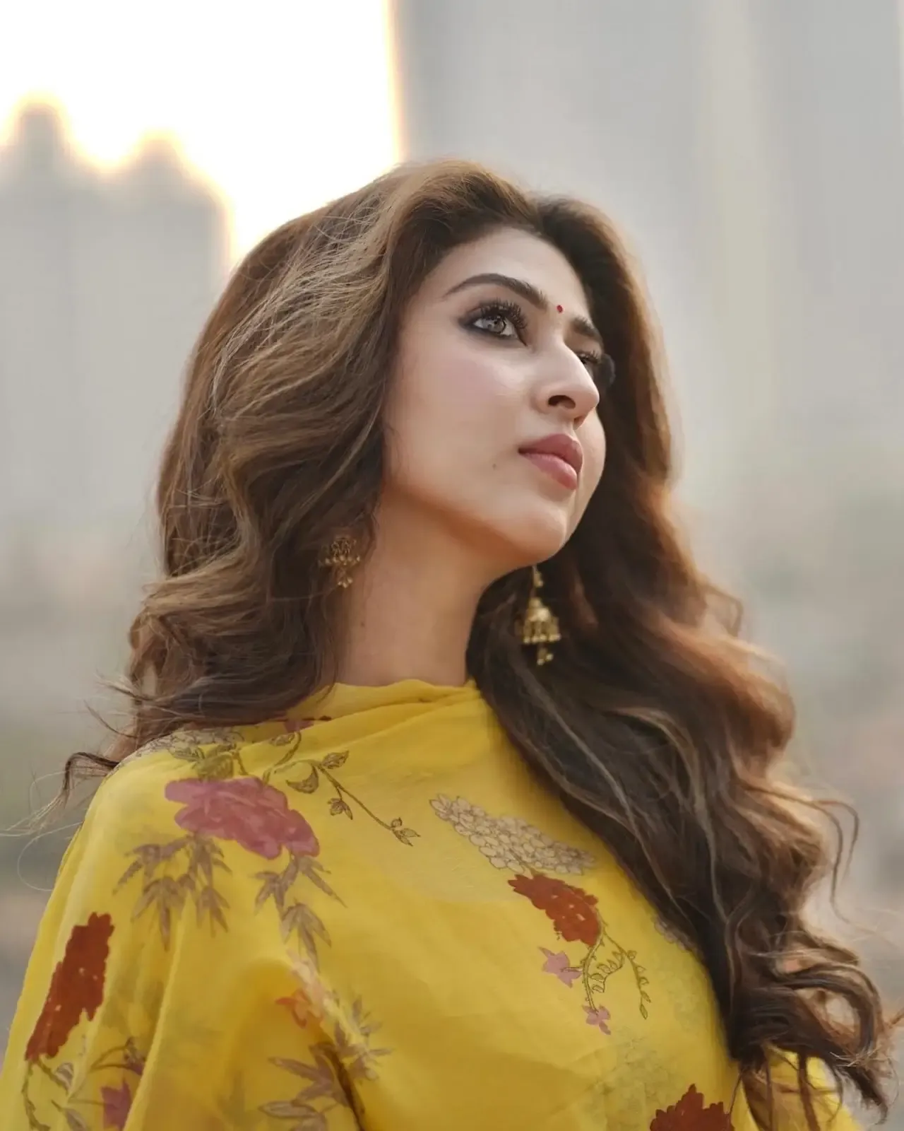 Hindi Tv Actress Sonarika Bhadoria Long Hair in Yellow Dress